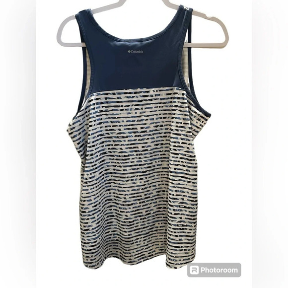 Columbia Omni- Wick Blue and White Striped Tank- Women's Large - Picture 3 of 5